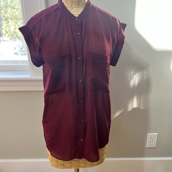 Gentle Fawn Sheer Burgundy Blouse, Size xs - Picture 1 of 3